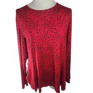 J.Jill WearEver Collection Women Red & Black Animal Print Long Sleeve Top Size M